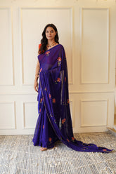 Raat Ki Raani Navy Georgette Saree
